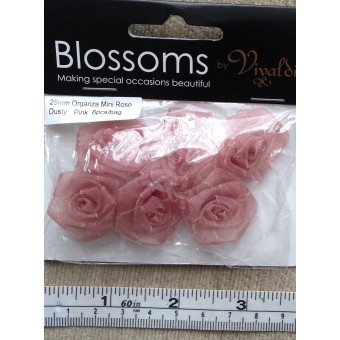 Mini Rose - Organza 25mm - Dusty Pink